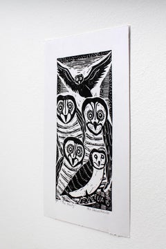 The Family, Elia Shiwoohamba, Linoleum block print