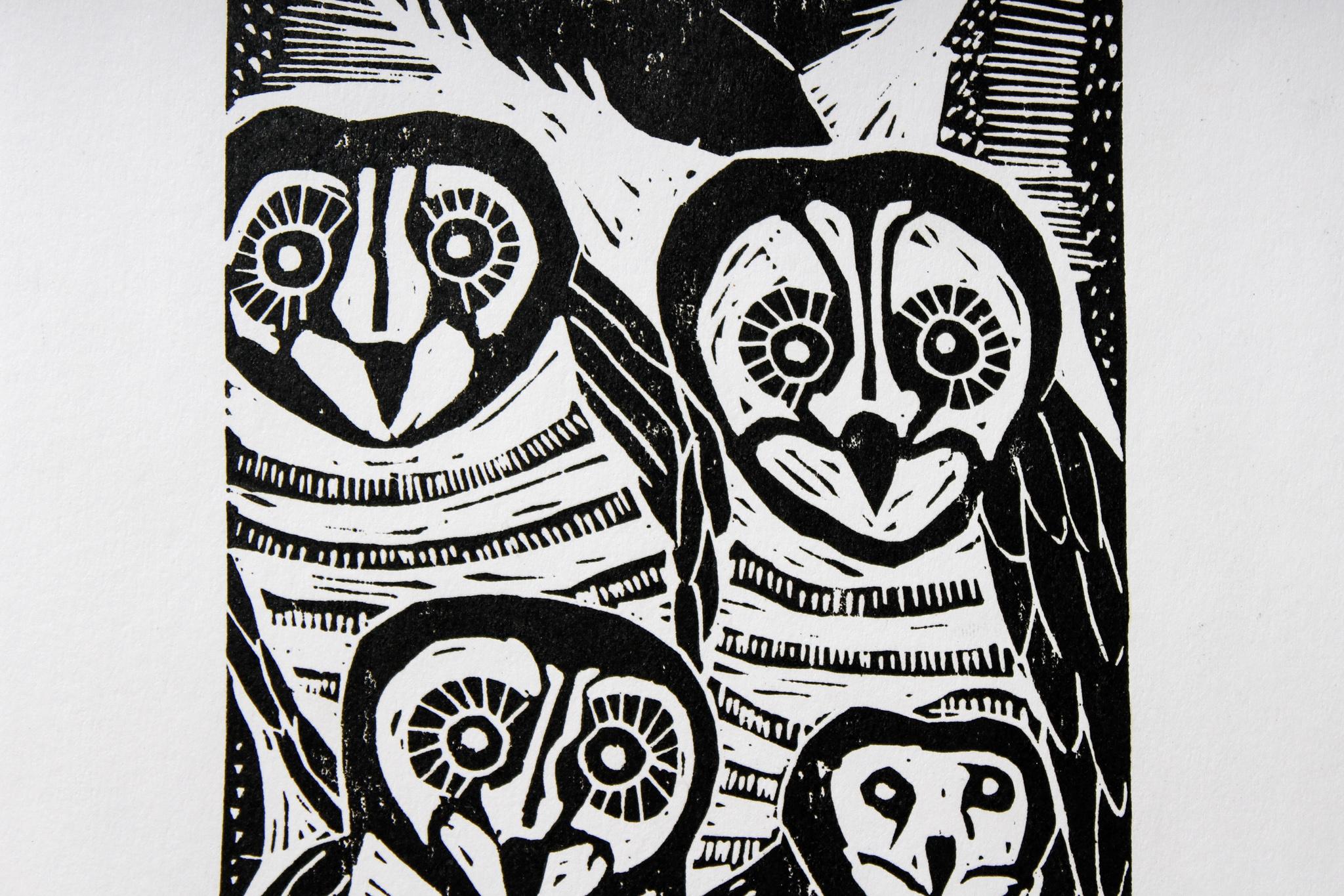 The Family, Elia Shiwoohamba, Linoleum block print For Sale 1