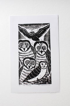 The Family, Elia Shiwoohamba, Linoleum block print