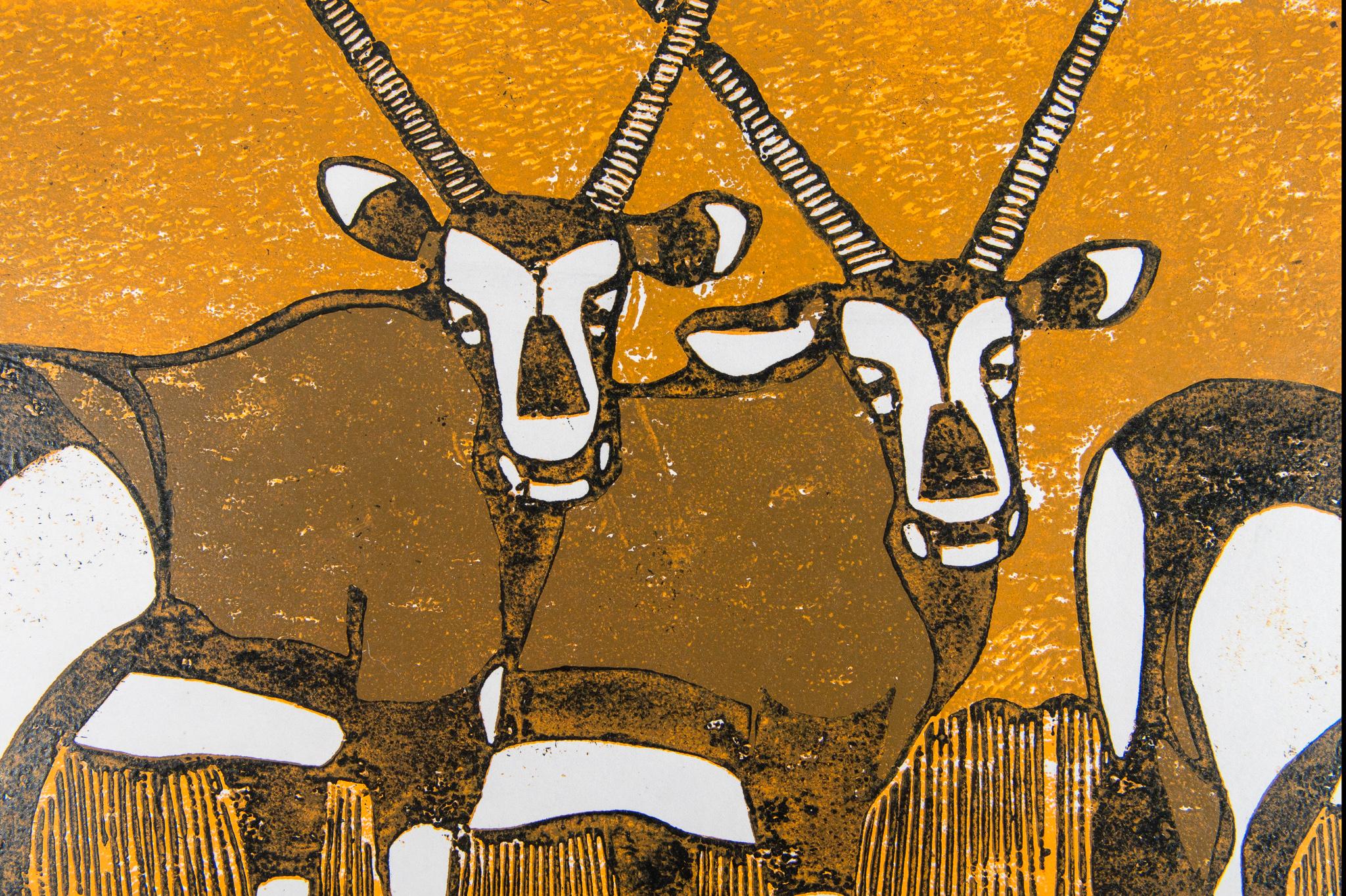 The Gemsboks, 2009. Cardboard print on paper.

Elia Shiwoohamba was born in 1981 in Windhoek, Namibia. He graduated from the John Muafangejo Art Centre in Windhoek in 2006. Specialising in printmaking and sculpture, Shiwoohamba works as a