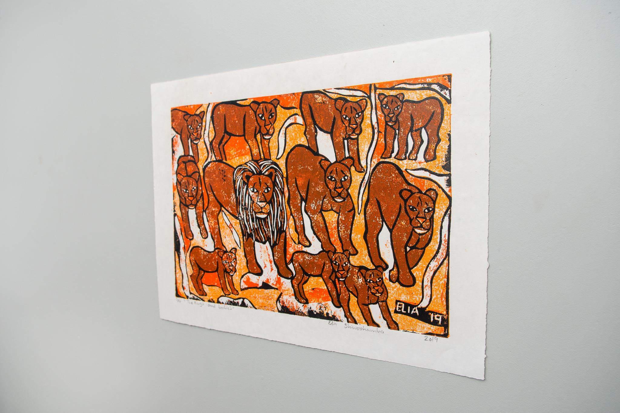The Kings and babies, Elia Shiwoohamba, Cardboard print on paper For Sale 4