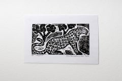 The leopard, Elia Shiwoohamba, Linoleum block print