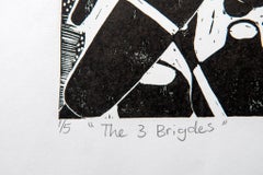 The Three Brides, Elia Shiwoohamba, Linoleum block print on paper