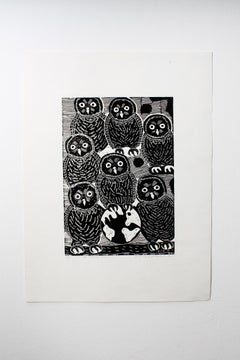 We are the world, Elia Shiwoohamba, Linoleum block print