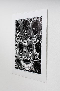 We are your mothers, Elia Shiwoohamba, Linoleum block print