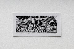 Zebra and baby, Elia Shiwoohamba, impression de blocs de linoléum