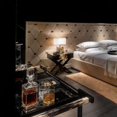 Elia Trolley in Lacquered Black Wood & Chromed Brass by Arcahorn