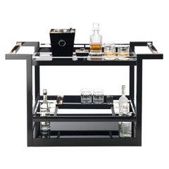 Elia Trolley in Lacquered Wood with Handles in Corno Italiano, Mod. 4741
