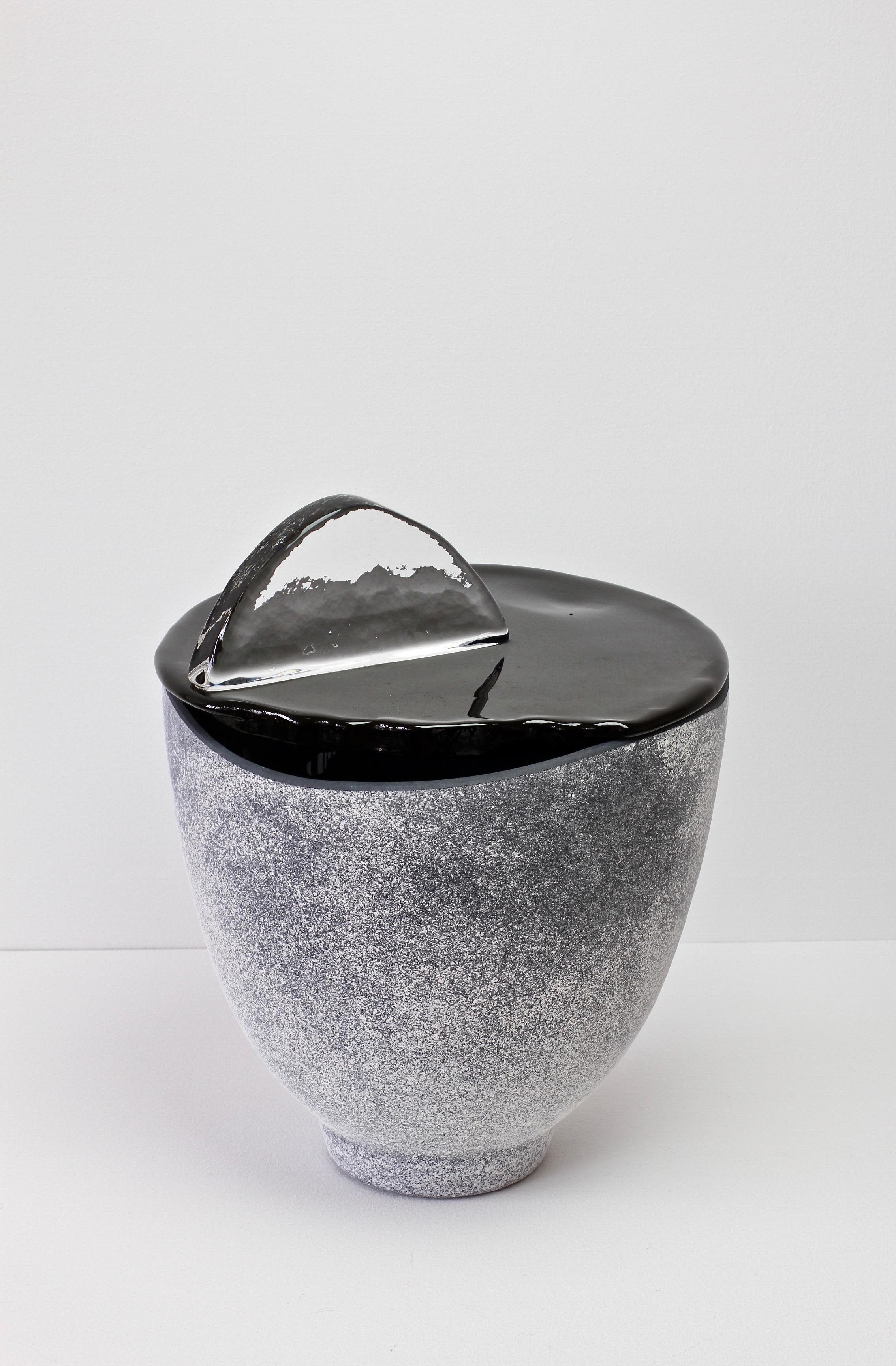 Huge 20 Inch Seguso Vetri d'arte Black Scavo Murano Glass Bowl Centrepiece Set For Sale 3