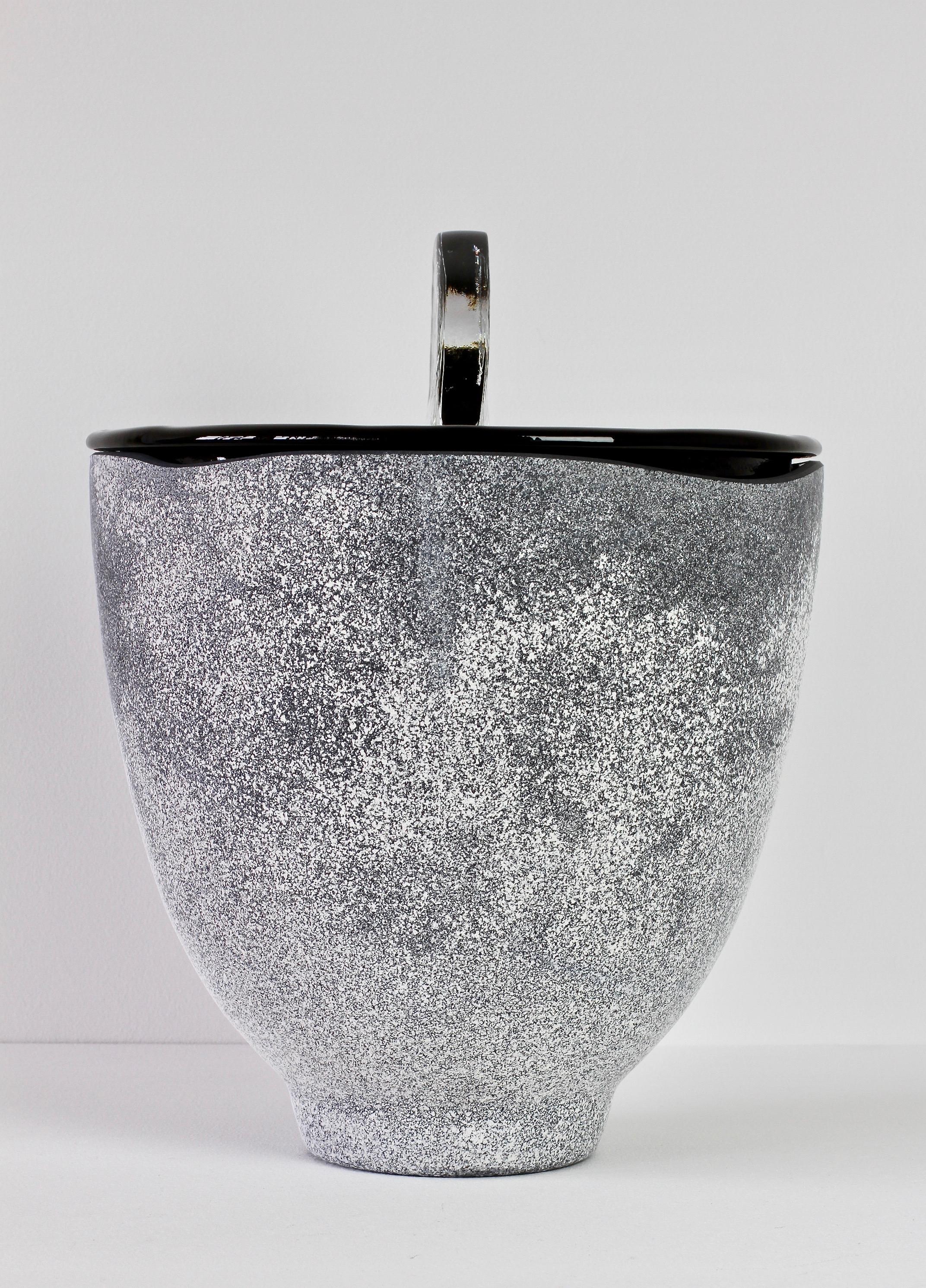 Huge 20 Inch Seguso Vetri d'arte Black Scavo Murano Glass Bowl Centrepiece Set For Sale 9