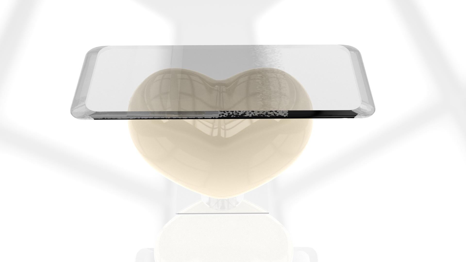 Epoxy Resin Console Eliana Porcelaine White For Sale