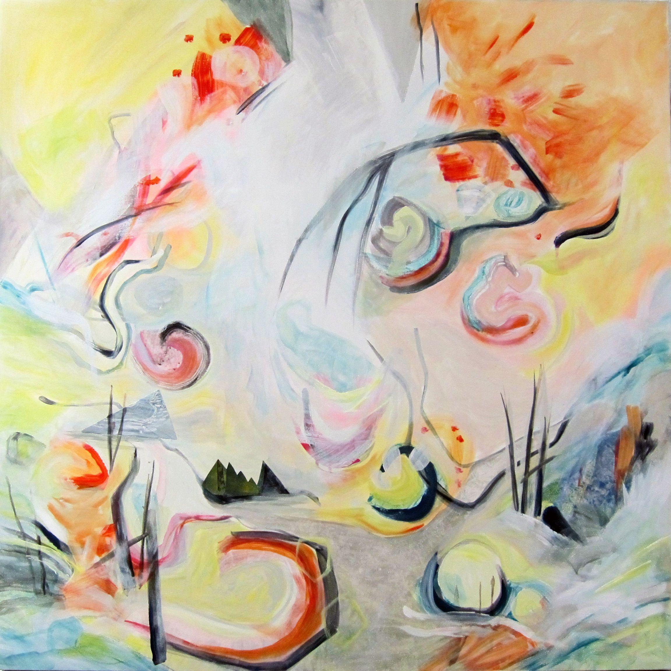 Abstract Painting di Eliane Saheurs - Modelli organici V, Pittura, Acrilico su tela