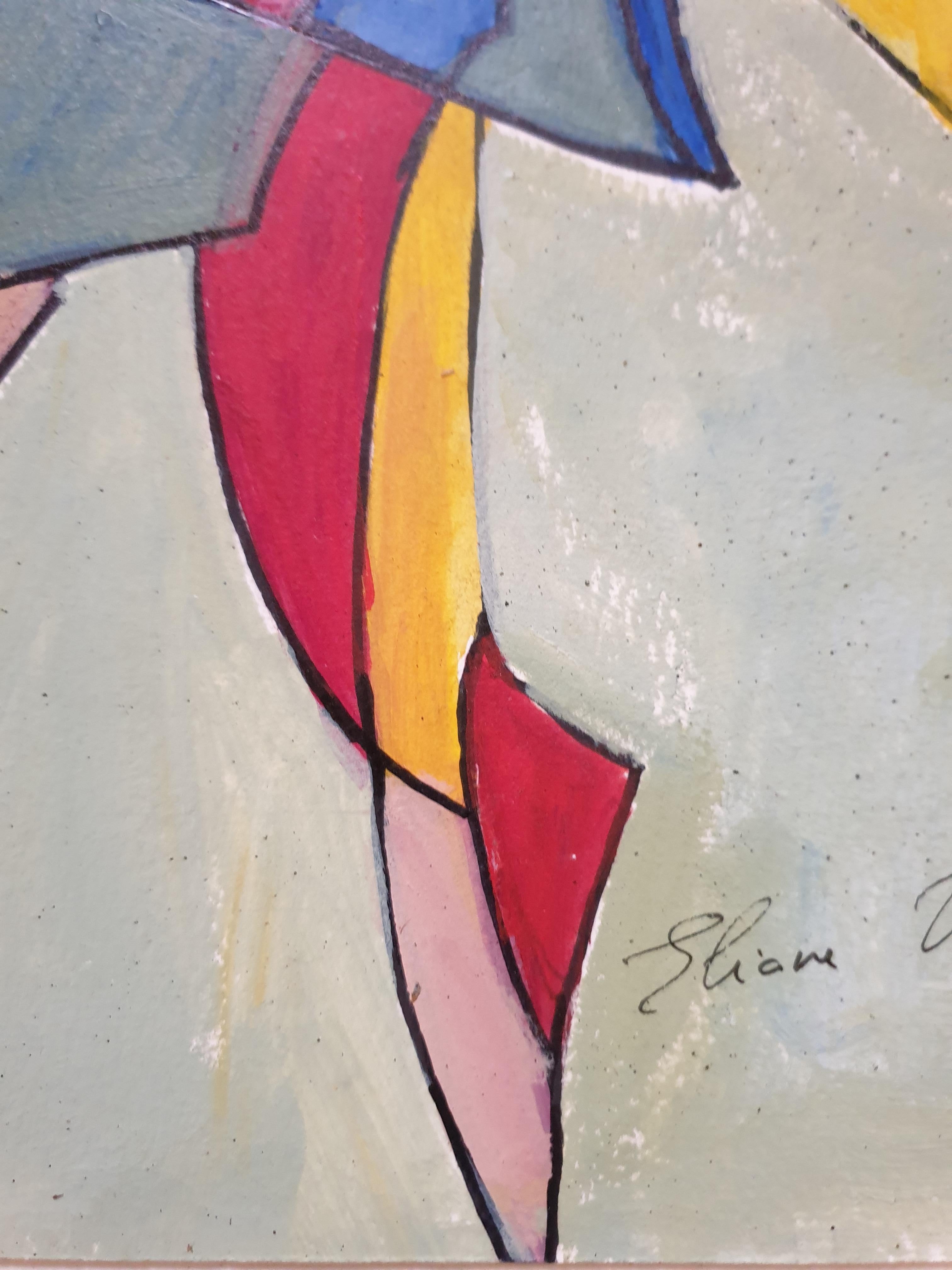 Etude pour « Le Trio ». Acrylique cubiste française sur papier sur carte en vente 5
