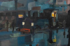 Stazione ferroviaria - Dipinto a olio di Eliano Fantuzzi - 1953