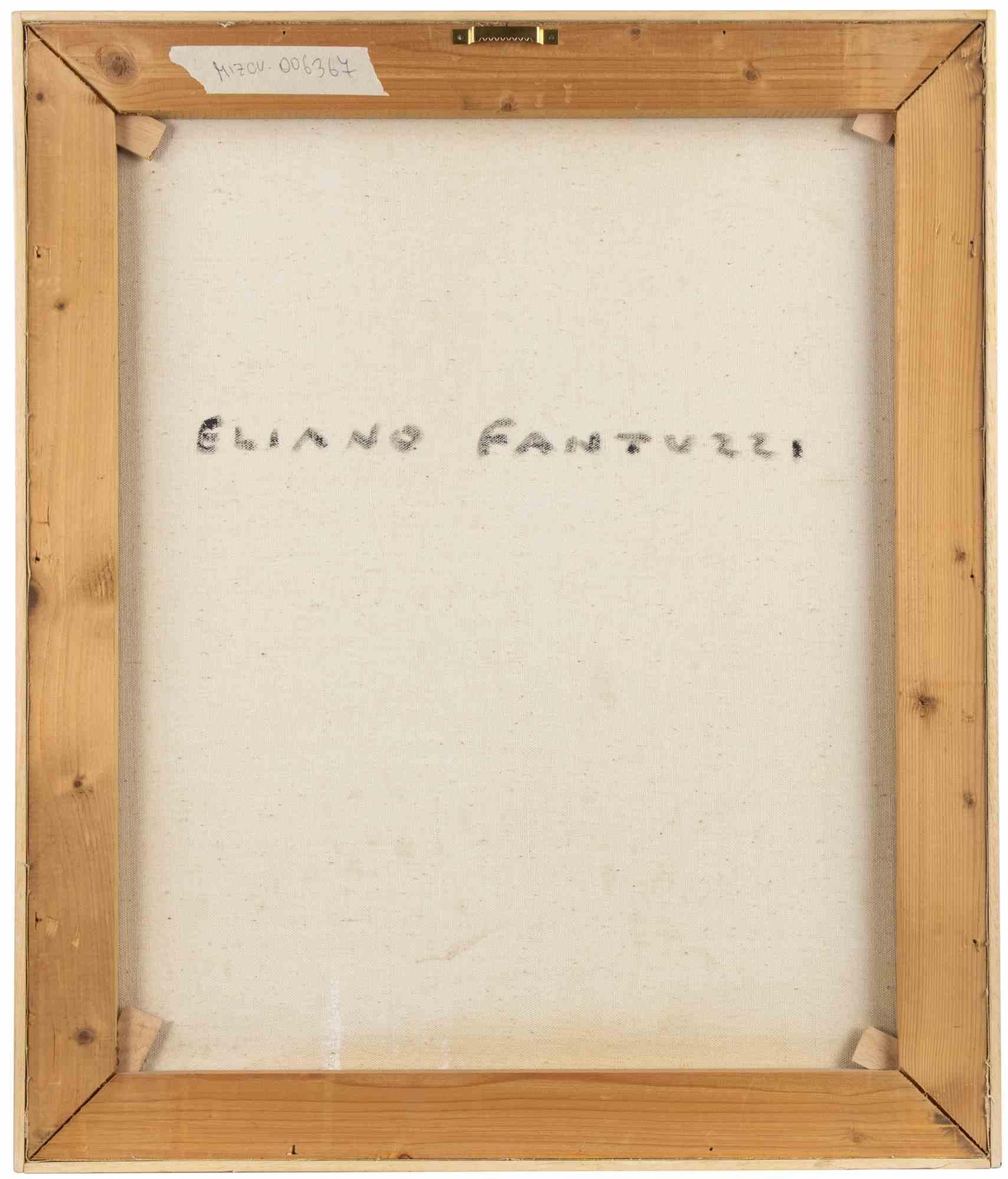 Due figure a tavola - Dipinto a olio di Eliano Fantuzzi- metà del XX secolo in vendita 1