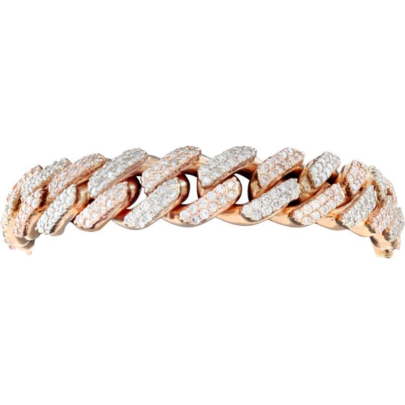De los hombres Pulsera Eliantte Diamond Cuban Link Oro Blanco y Rosa en venta