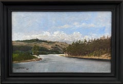 Antique Silverån River in Hässleby, Sweden. Oil on canvas. Painted 1883 En Plein Air. 
