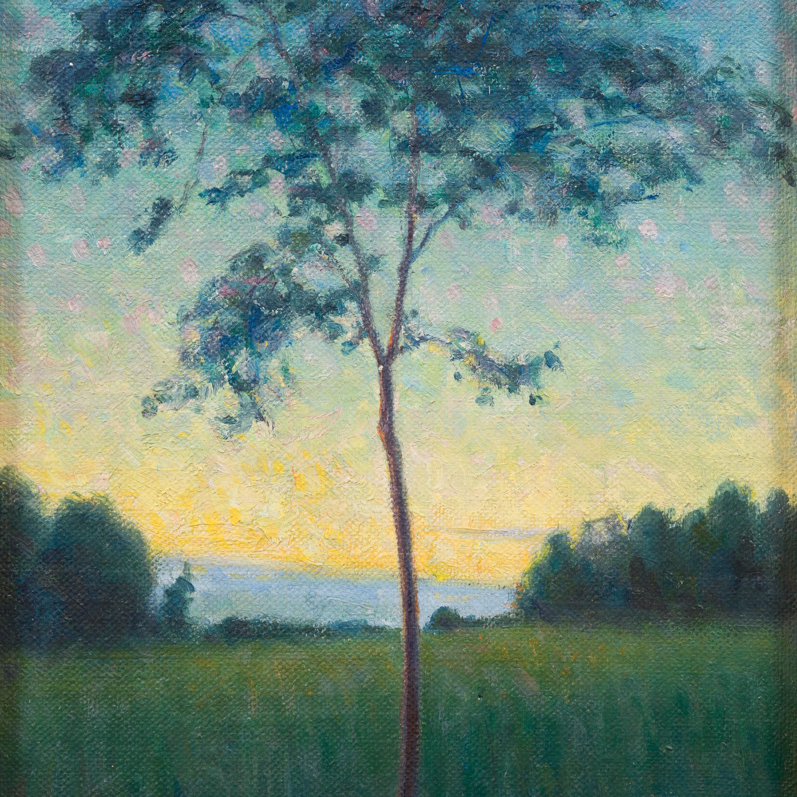 Sunset Over the Field, Original Oil Painting by Swedish Artist Elias Erdtman 3