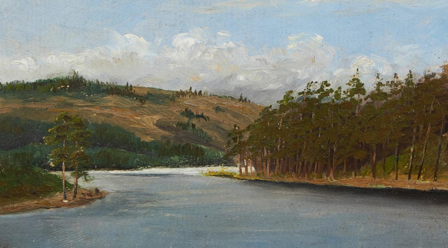 Il fiume Silverån a Hässleby, Svezia, Plein air - Painting di Elias Erdtman