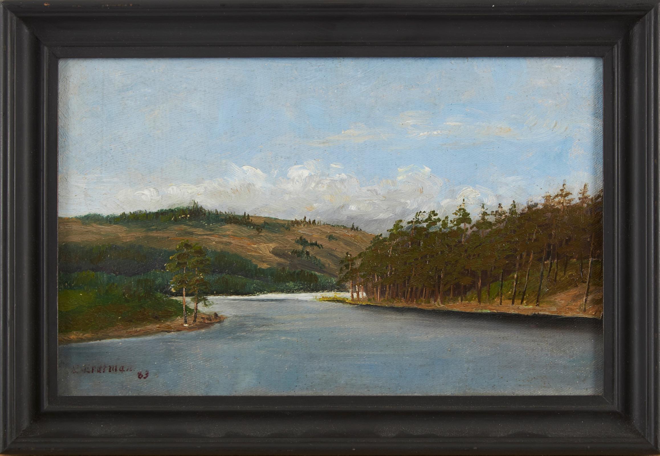 Il fiume Silverån a Hässleby, Svezia, Plein air - Painting Naturalismo di Elias Erdtman
