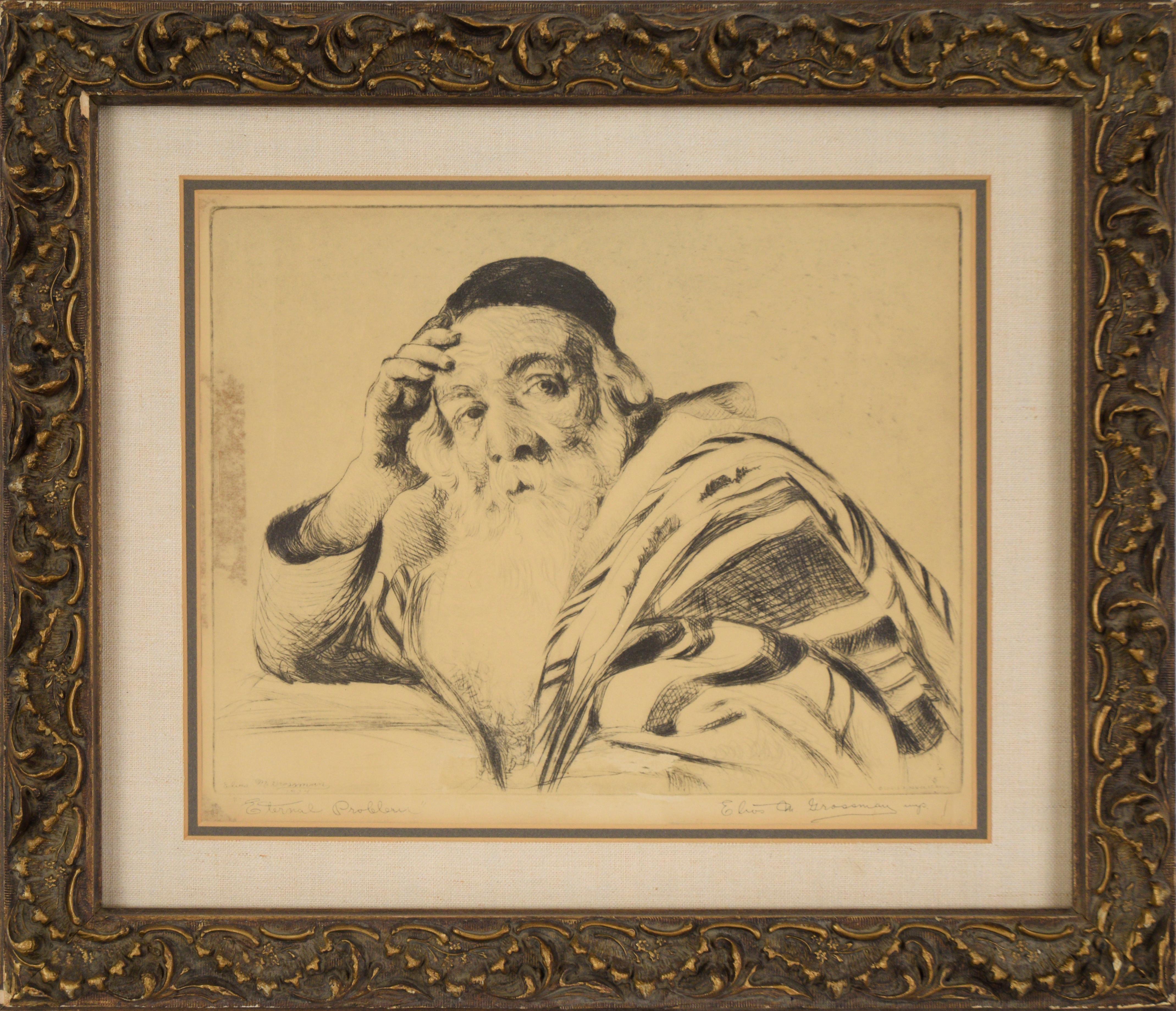 Portrait Print de Elias M. Grossman - "Problema eterno" - 1924 Aguafuerte sobre papel