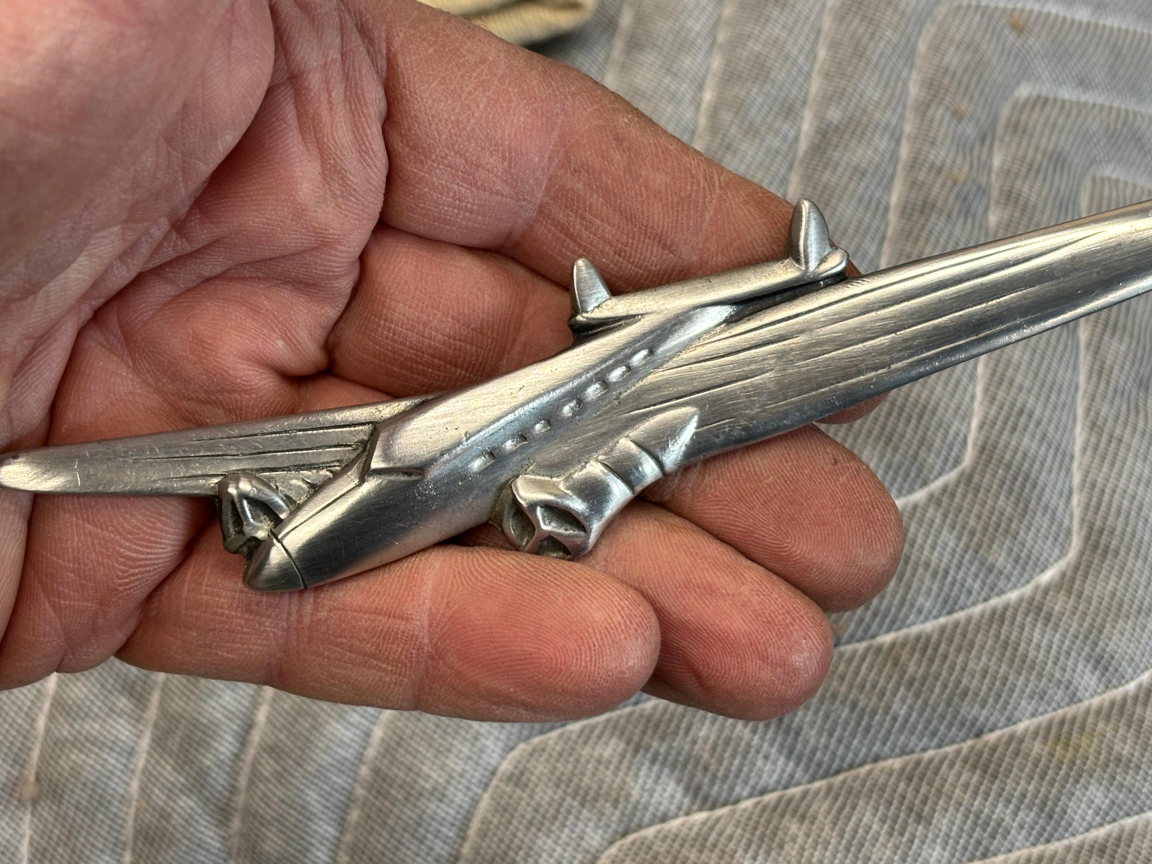 Elias Brieföffner aus Zinn und Sterling Airplane 1991 (amerikanisch) im Angebot