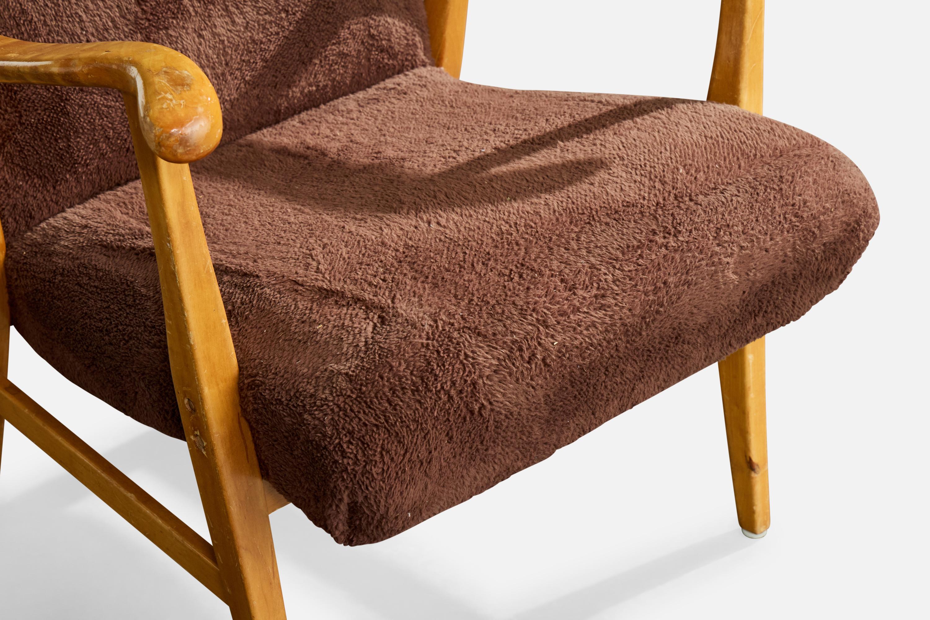 Elias Svedberg, Silla de salón, abedul, tela, Suecia, década de 1940 en venta 3