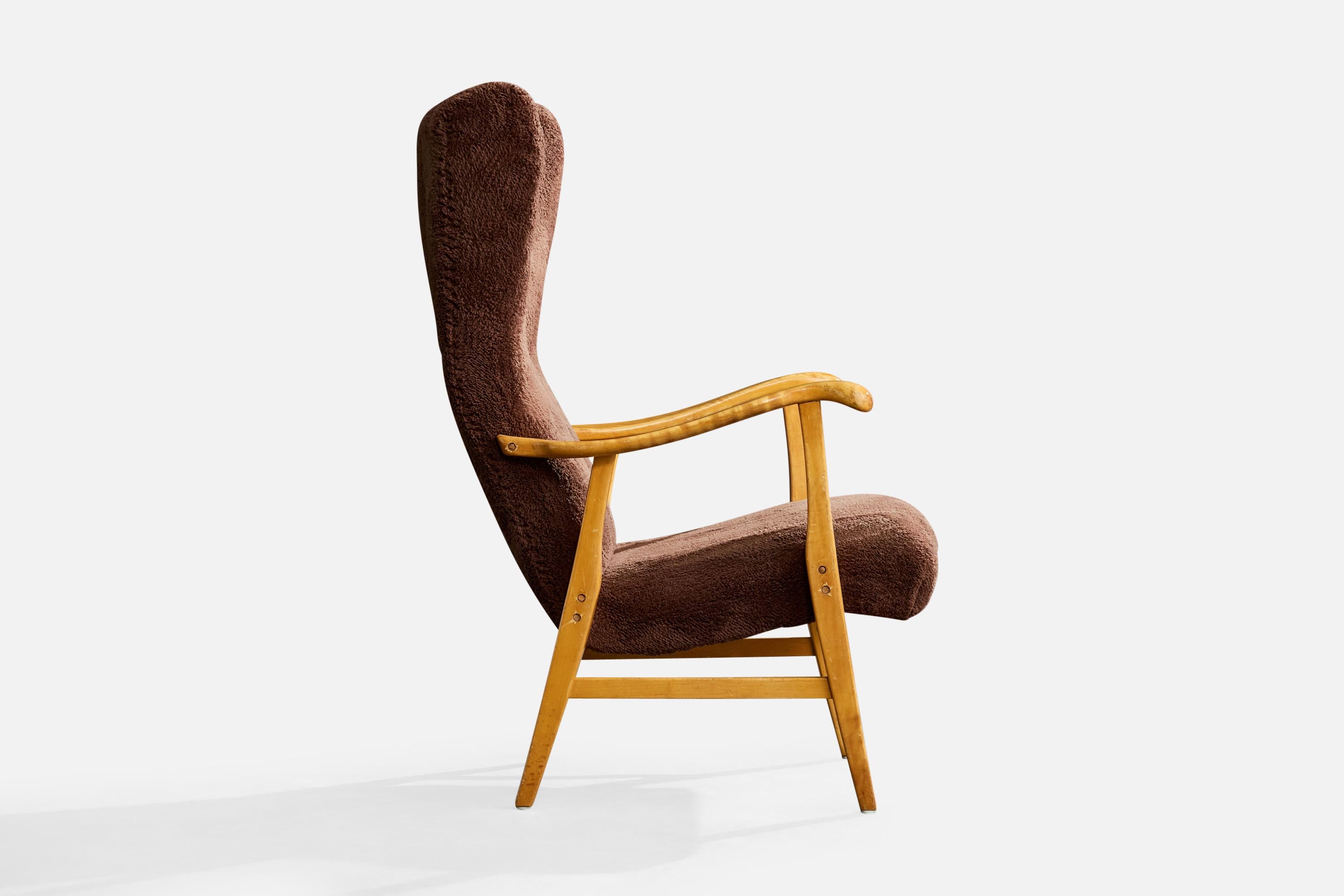 Elias Svedberg, Silla de salón, abedul, tela, Suecia, década de 1940 mediados del siglo XX en venta