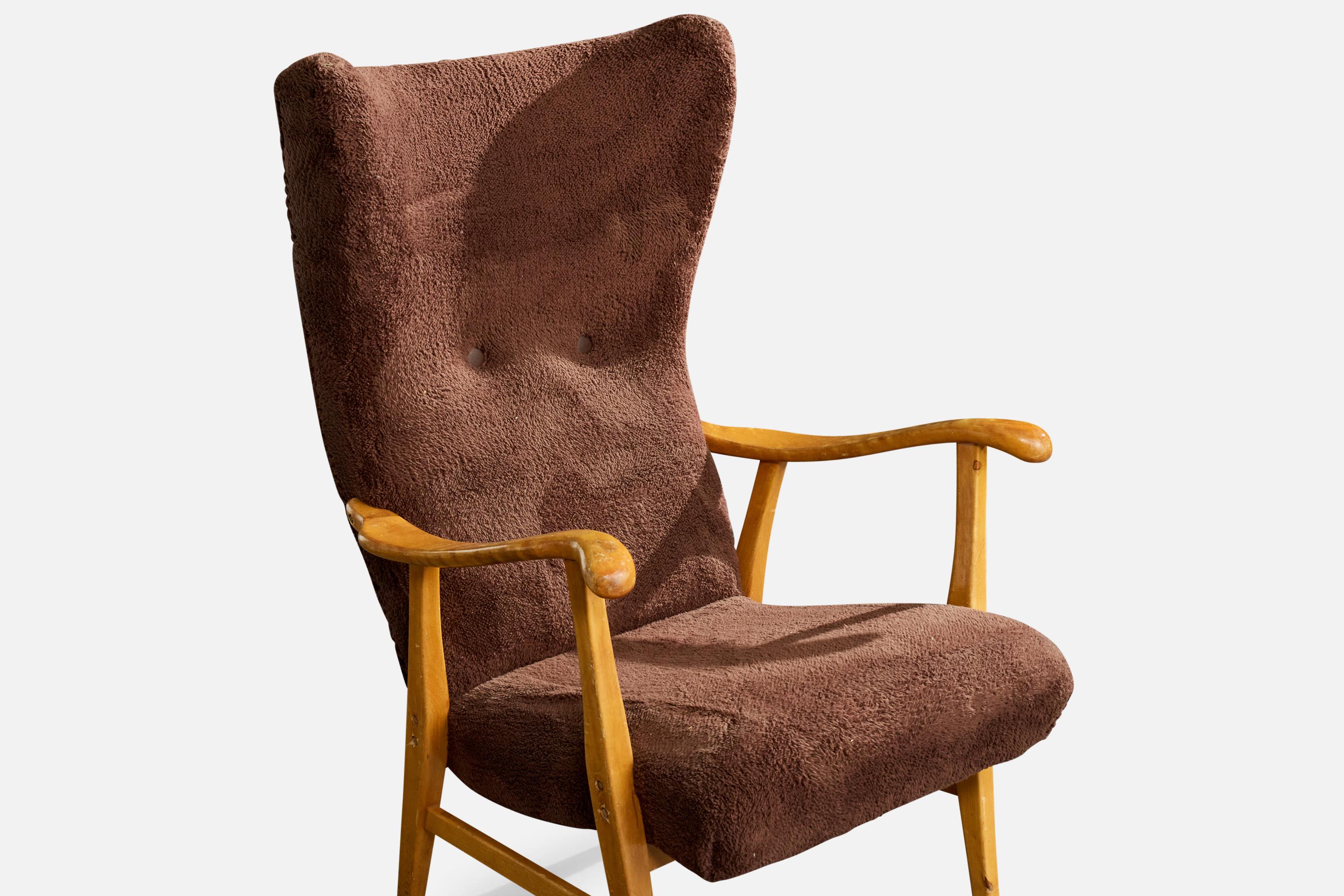 Elias Svedberg, Silla de salón, abedul, tela, Suecia, década de 1940 Tela en venta