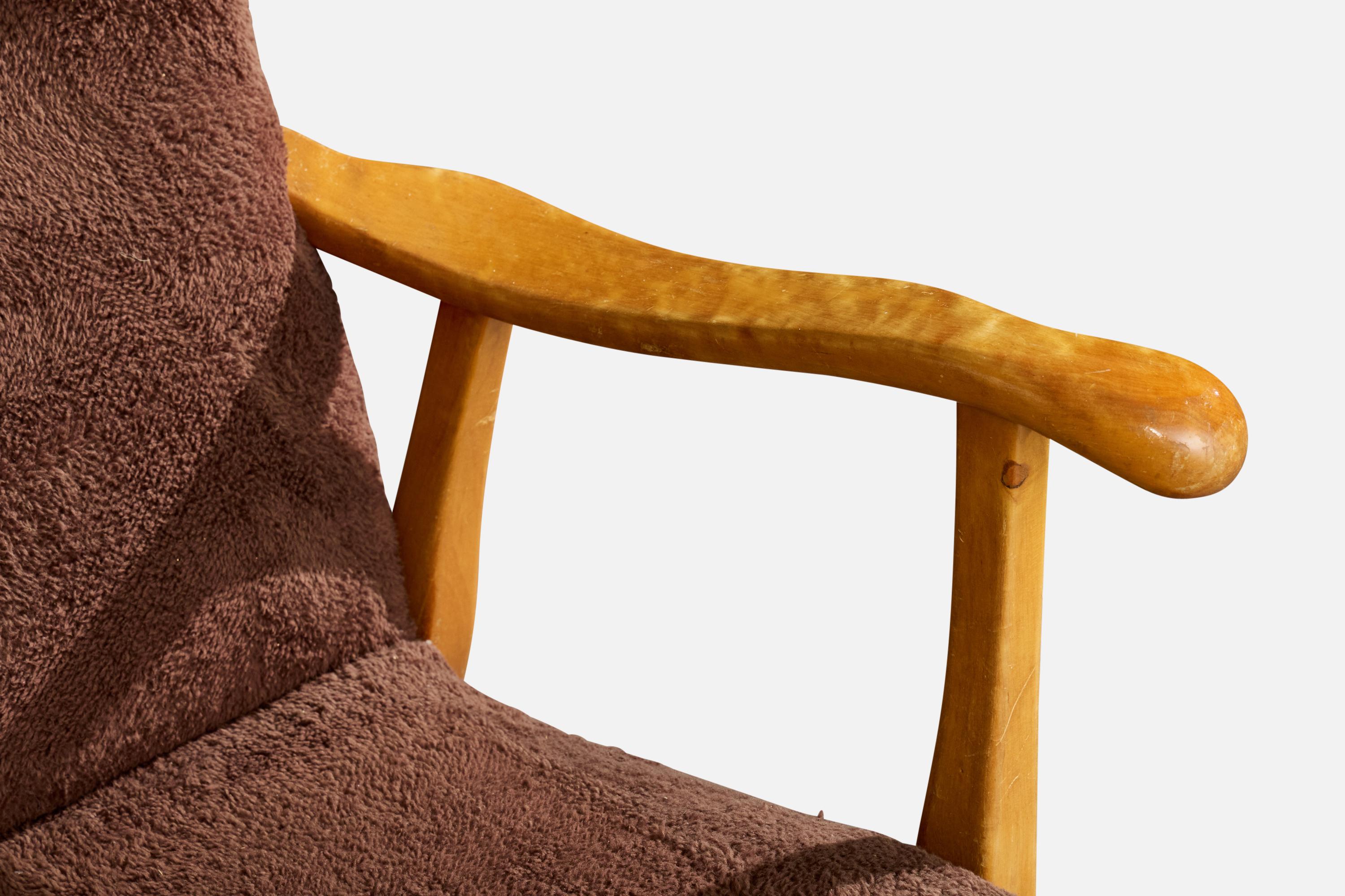 Elias Svedberg, Silla de salón, abedul, tela, Suecia, década de 1940 en venta 2