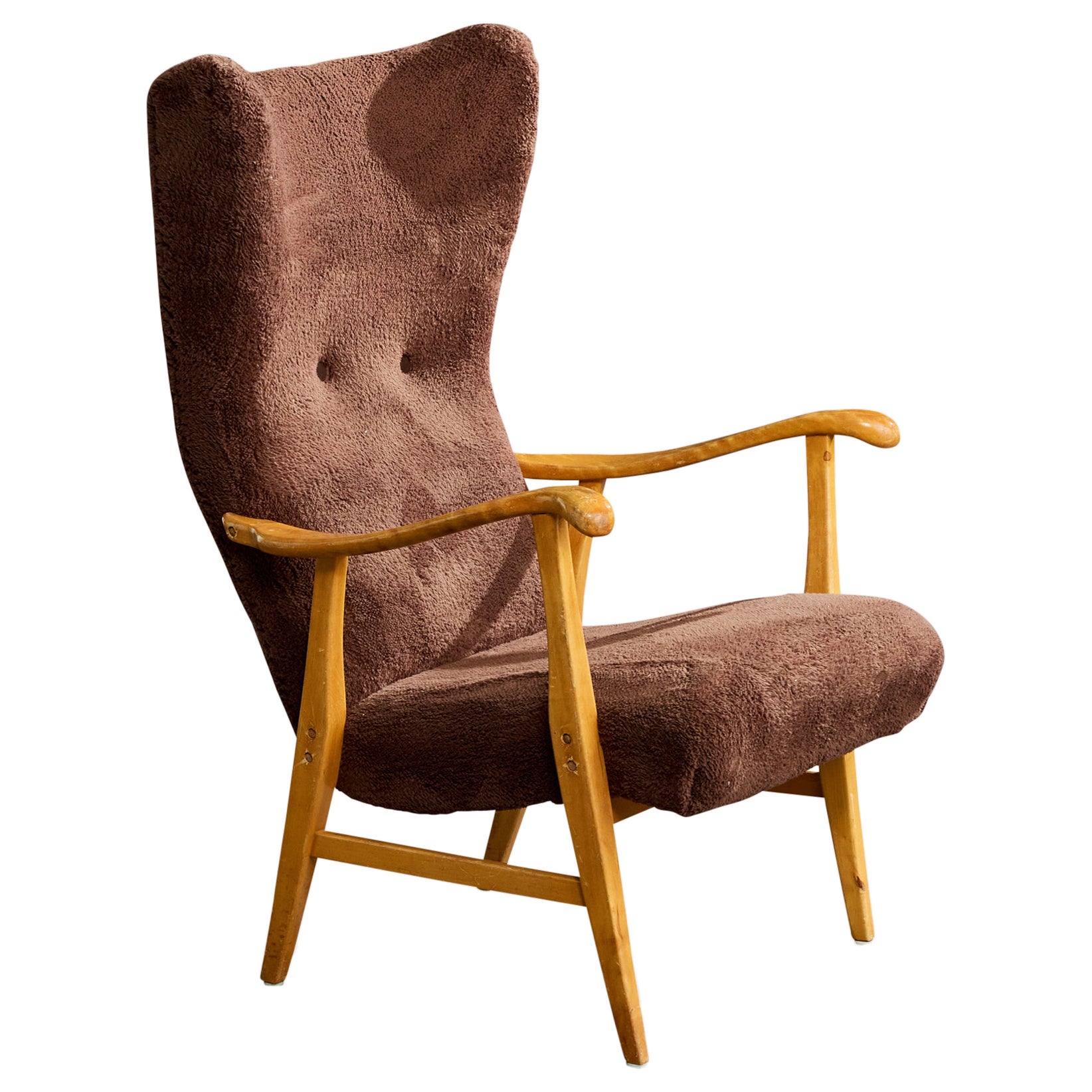 Elias Svedberg, chaise longue, bouleau, tissu, Suède, années 1940
