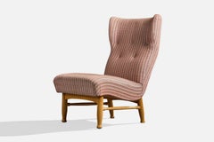 Elias Svedberg, Loungesessel, Holz, Stoff, Schweden, 1940er Jahre