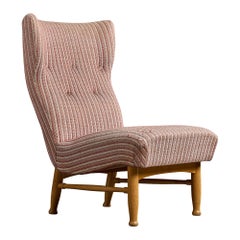 Elias Svedberg, Loungesessel, Holz, Stoff, Schweden, 1940er Jahre