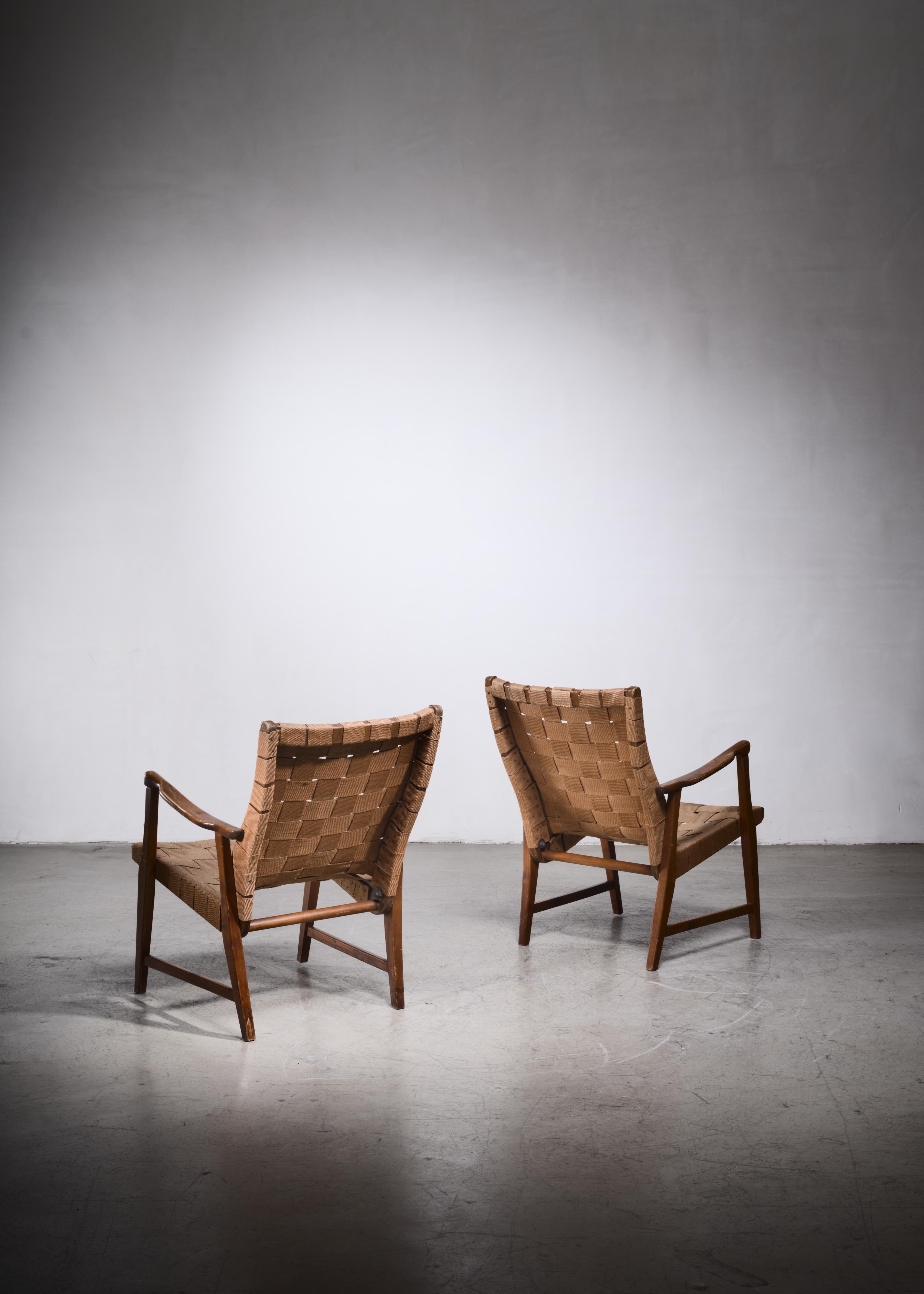 Scandinavian Modern Elias Svedberg Pair of Chairs for Nordiska Kompaniet, Sweden, 1940s For Sale