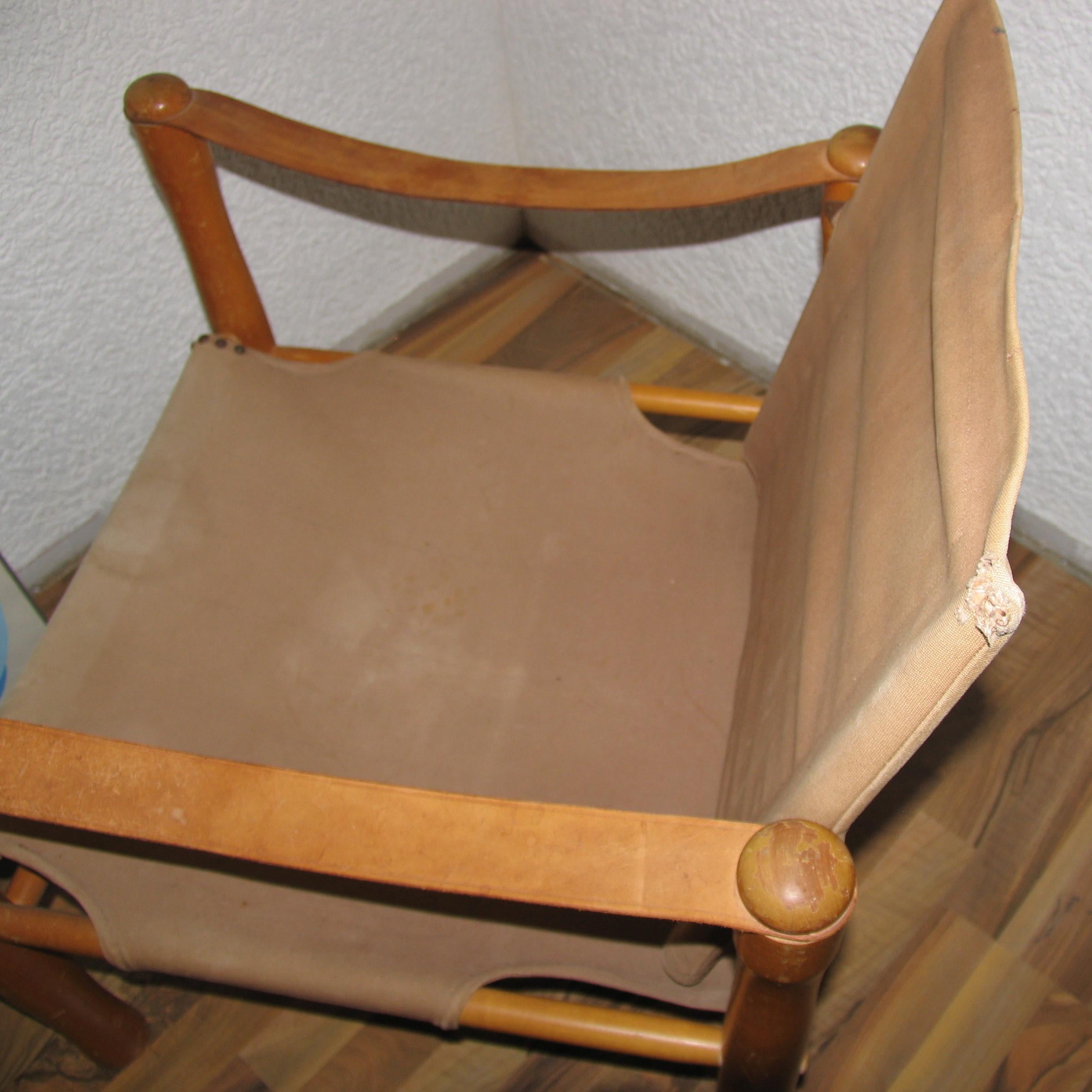 Swedish Vintage Scandinavian Safari Chair For Sale