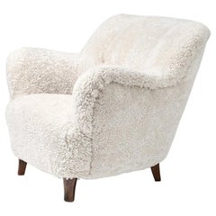 Elias Svedberg Swedish Sheepskin Lounge Chair, circa 1940s Elias Svedberg Swedish Sheepskin Lounge Chair, circa 1940s