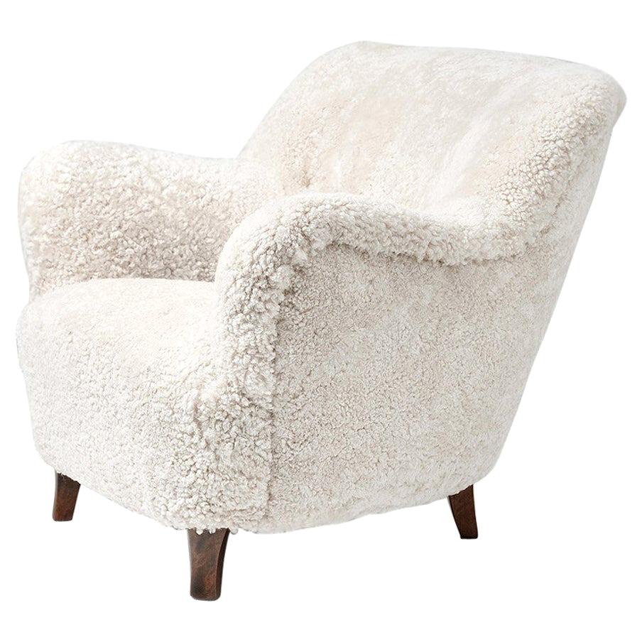 Elias Svedberg Swedish Sheepskin Lounge Chair, circa 1940s