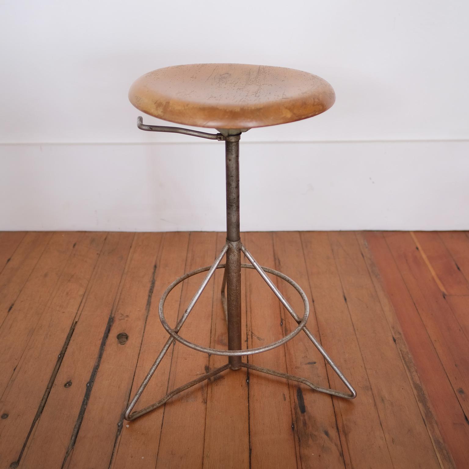 Steel Elias Svedberg Up and Down Industrial Stool Sweden, 1950s For Sale