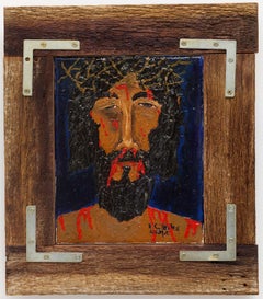"Before the Crucifixion"  Head of Christ, Folk Portrait by Self-Taught Artist