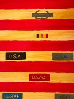 "Star of David"  Naive/Folk 'American Flag' Homage to Jewish Soldiers