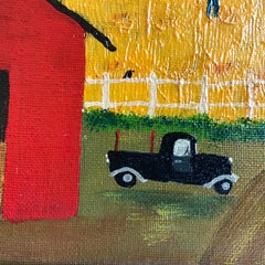 "Summer Time"  Farm scene, Folk Art/Naive/Primitive Landscape by Self-Taught