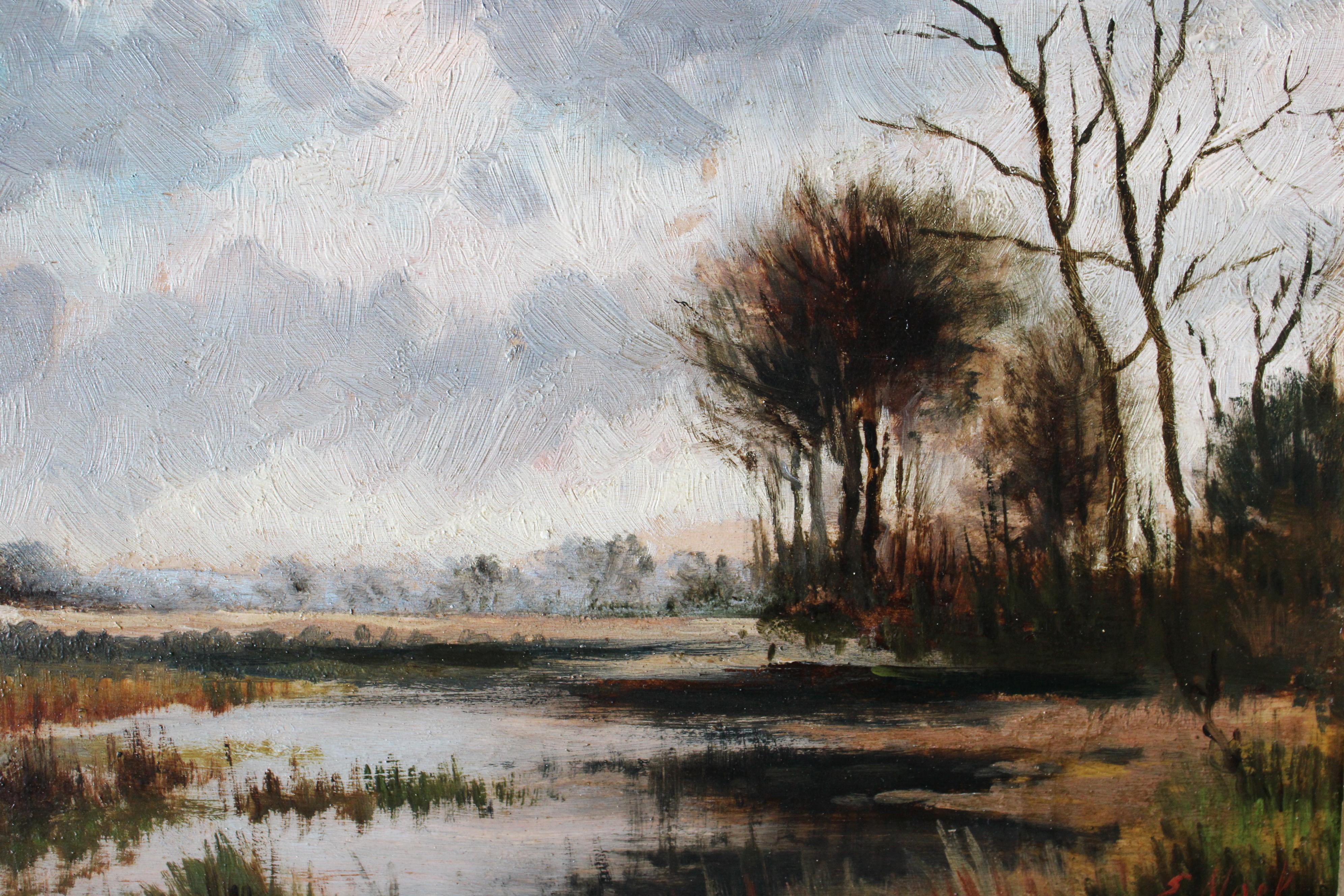 Antique Dutch landscape oil painting by Elias Voet (1868-1940) 3