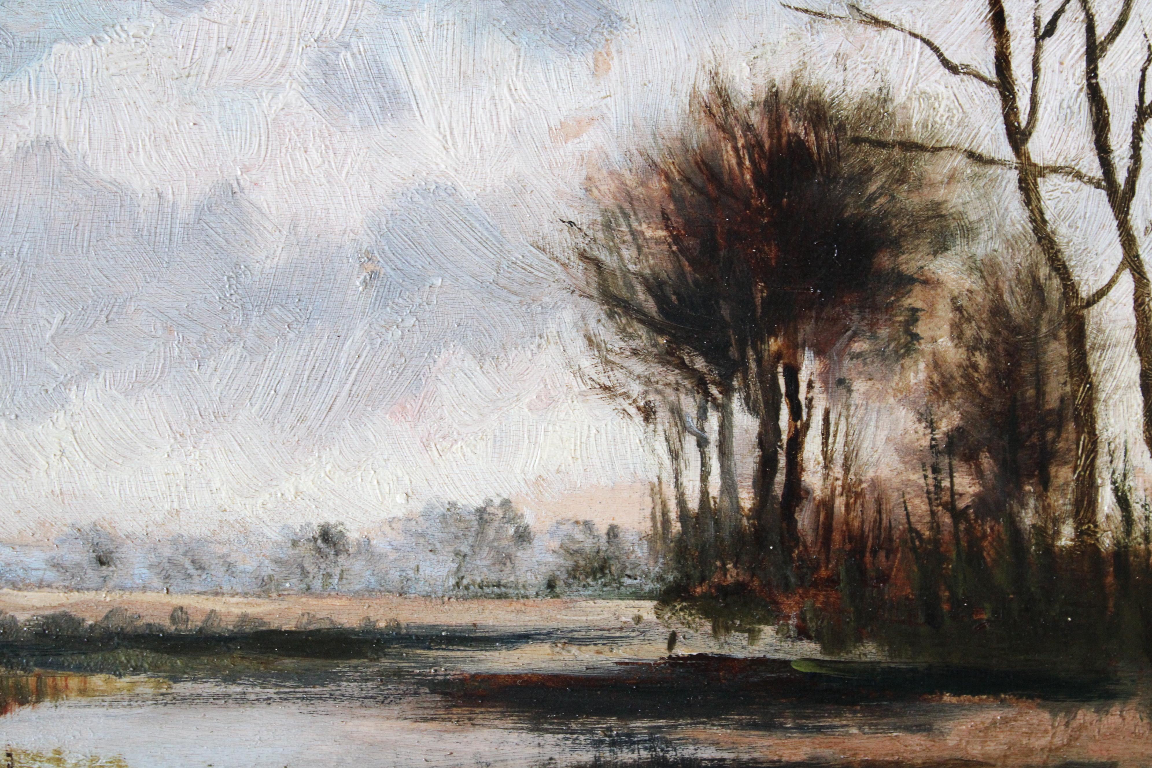 Antique Dutch landscape oil painting by Elias Voet (1868-1940) For Sale 4