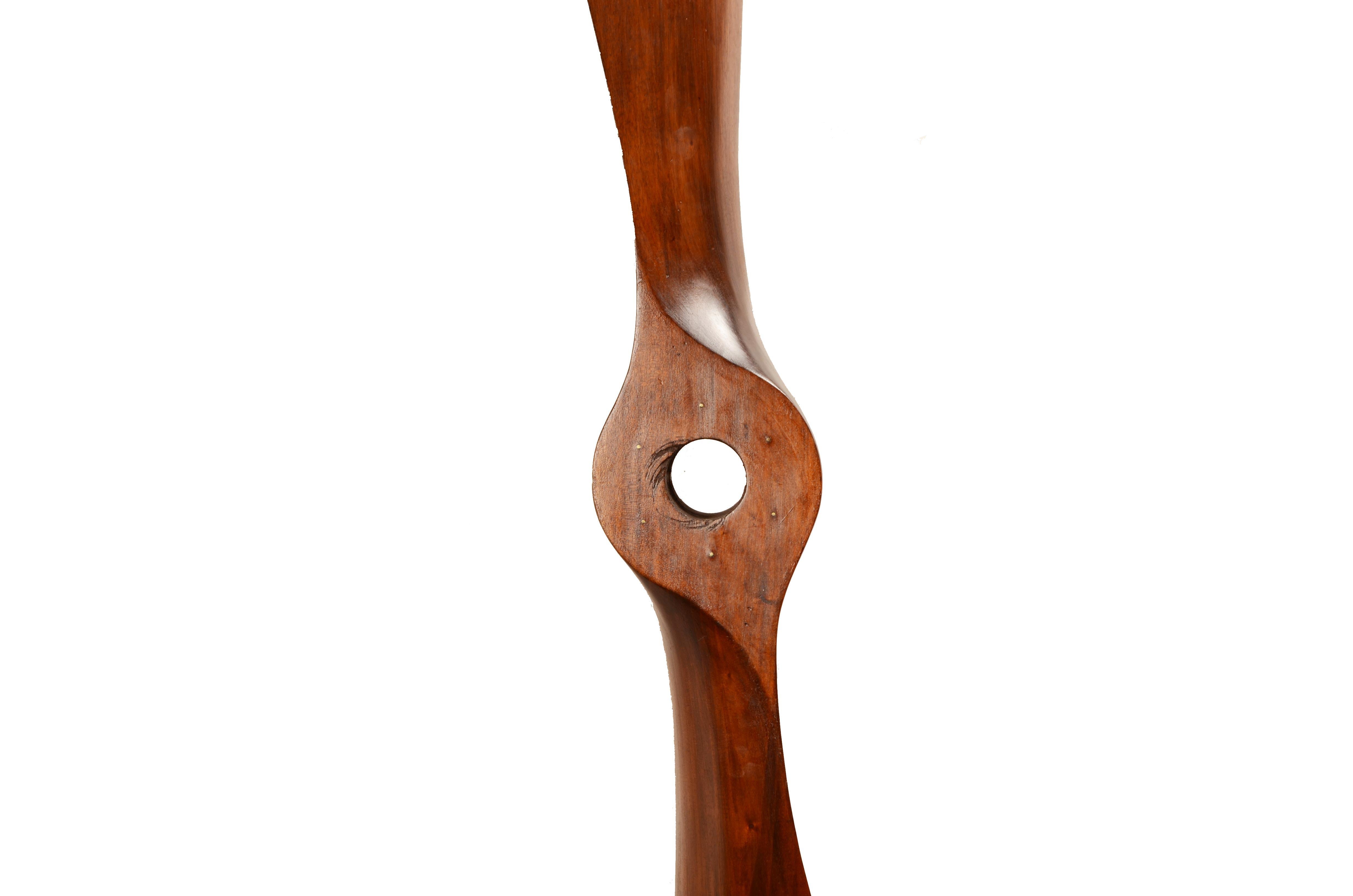 Mid-20th Century English mahogany wood decorative airplane propeller from the 1940s. For Sale