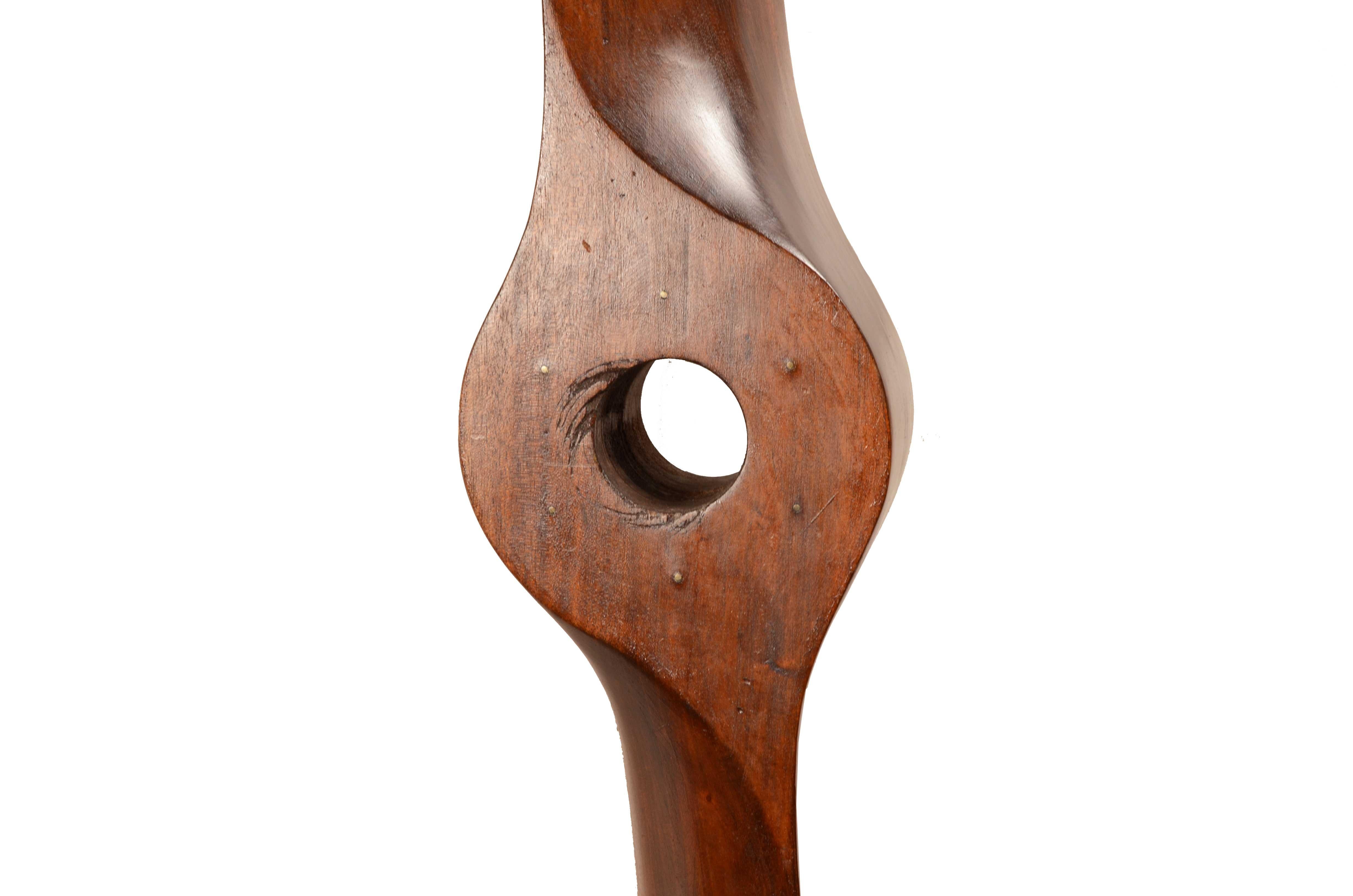 Wood English mahogany wood decorative airplane propeller from the 1940s. For Sale