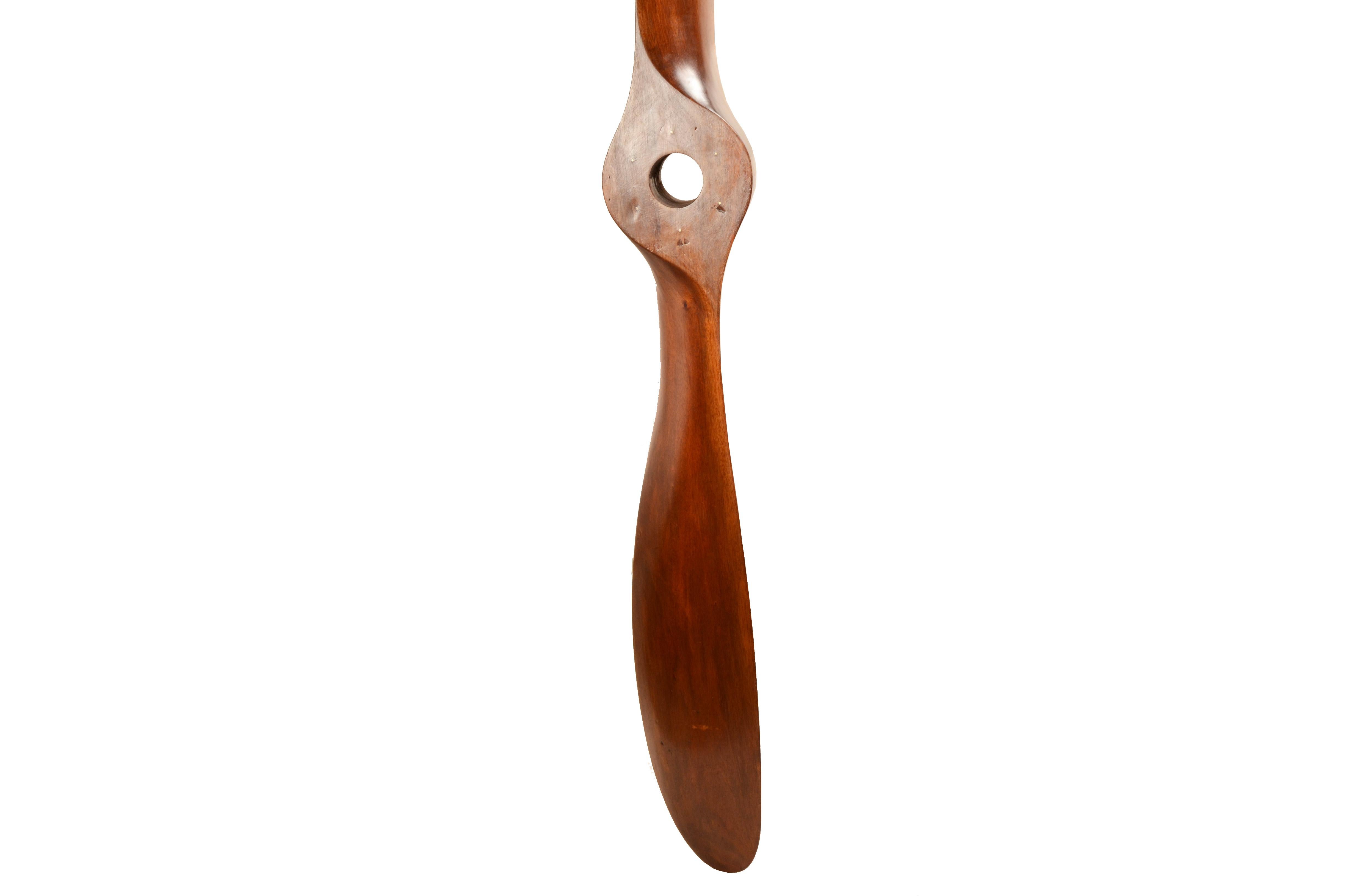 English mahogany wood decorative airplane propeller from the 1940s. For Sale 2