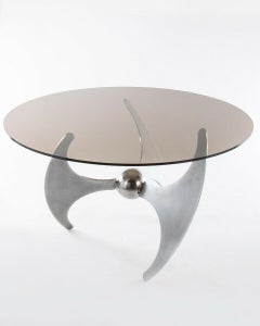 Elica Table Design L.Campanini Vintage 1970s Steel and Glass