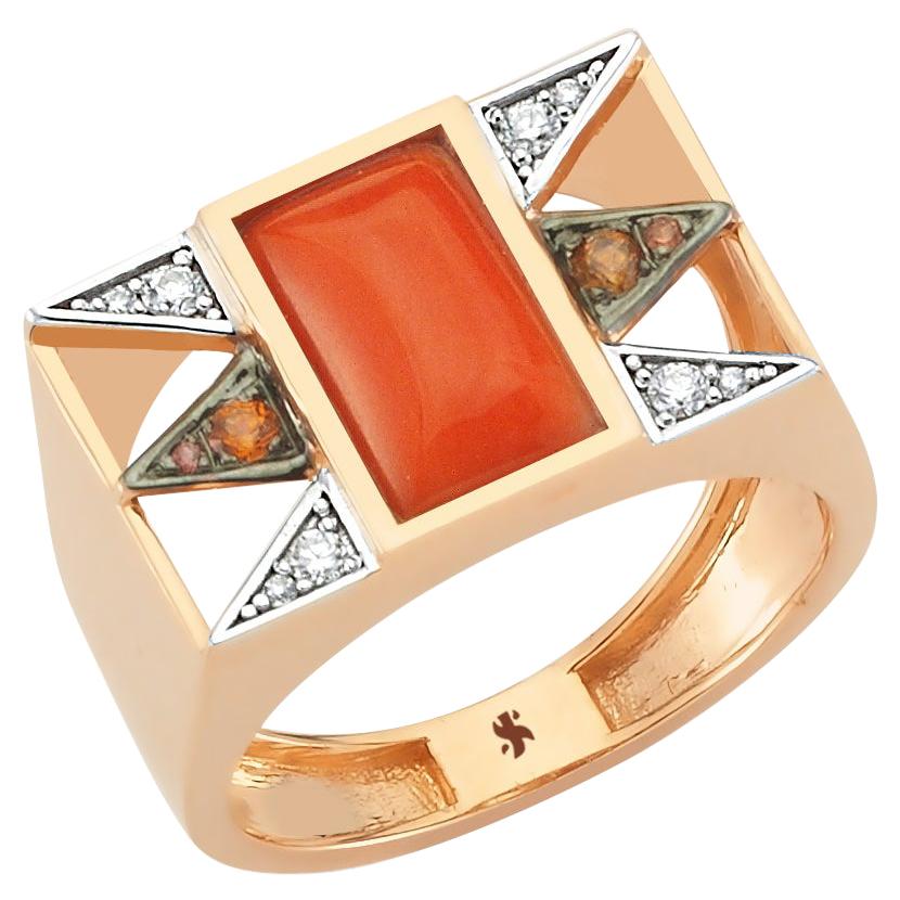 Elice Ring in Rose Gold with Opal and White Diamond