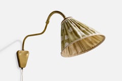 Elidus, Wall Light, Brass, Fabric, Sweden, 1950s