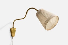 Elidus, Wall Light, Brass, Fabric, Sweden, 1950s